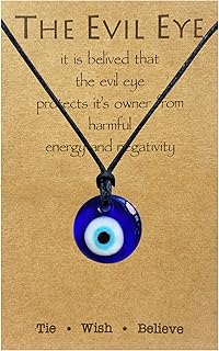 Evil Eye Necklace for Women Blue Turkish Leather Rope Eye Necklace Ojo Necklace Evil Eye Pendant Necklace Third Eye Lucky Protection Necklace (1.37in pendant 23.6in rope)…