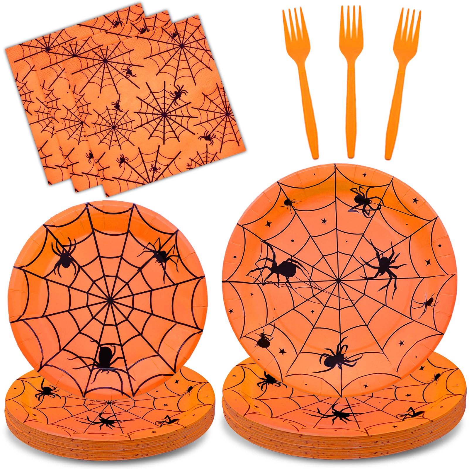 Amazon.com: 96 Pieces Halloween Spider Web Tableware Party