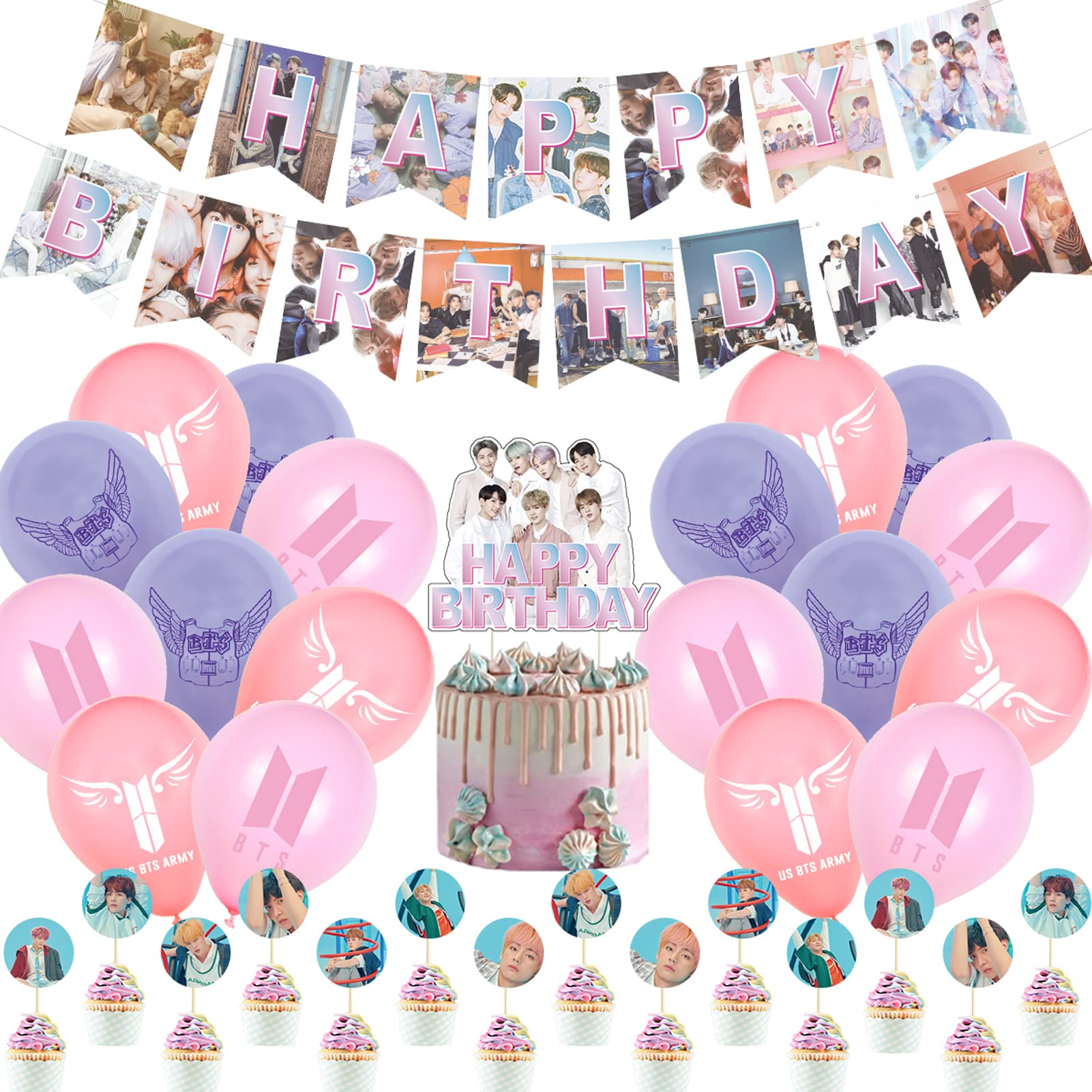 BTS Birthday Decorations Kpop Idol Birthday Party Supplies for Bangtan