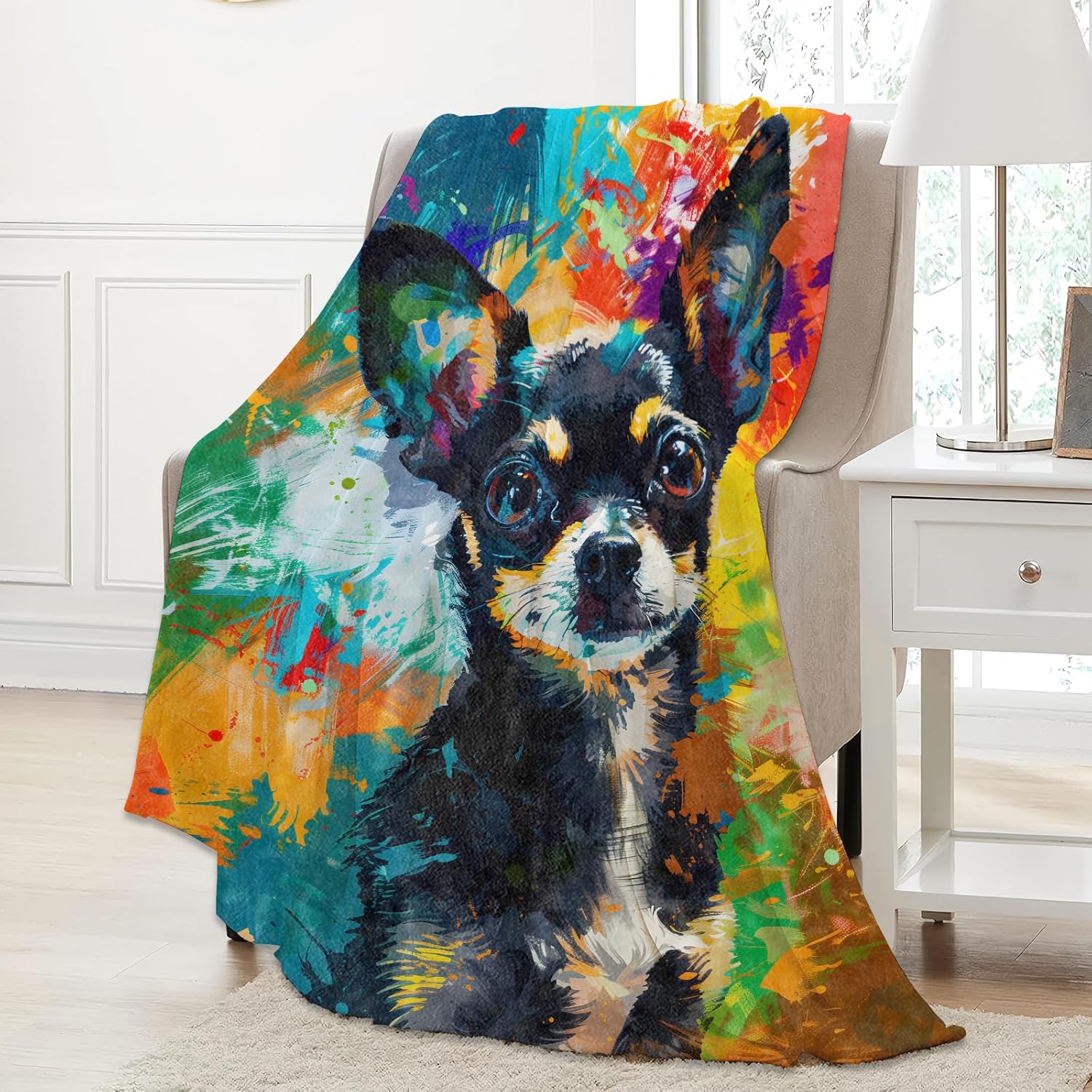 Chihuahua Dog Throw Blanket Gifts for Women Adults Girls, Soft Fuzzy Warm Cozy Flannel Blankets for Bedroom, Travel, Couch, Home Decor 50x60 in - Image 2