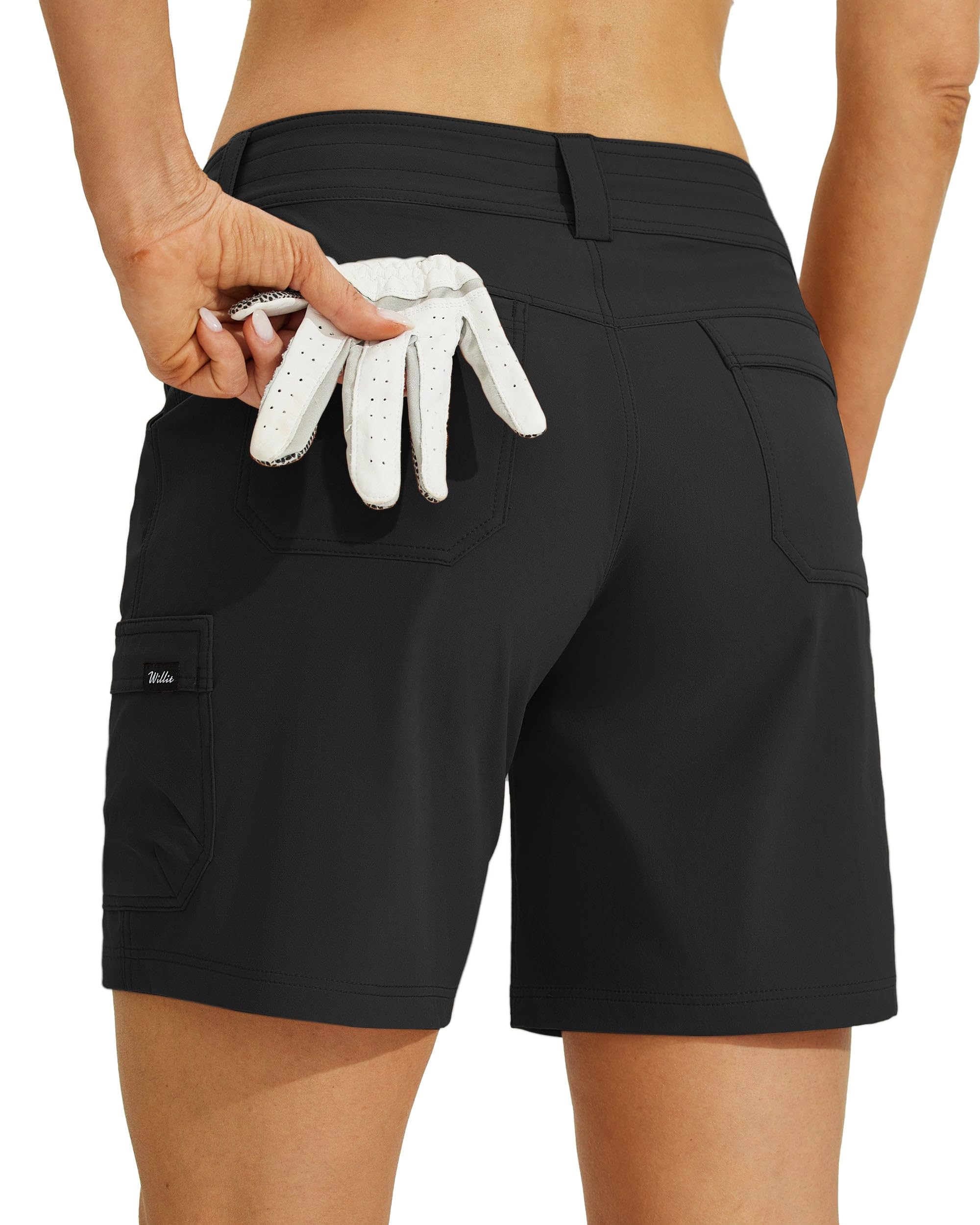 WILLIT Damen Wanderhose Kurz Cargoshorts Schnelltrockner Sporthose Stretch Shorts Trekkinghose Golf Lässige Sommer Outdoor leichte mit Taschen 7"