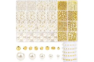 1290 Piece Elegant Round Pearl and Gold Bead Set: Unleash Your Inner Jewelry Designer