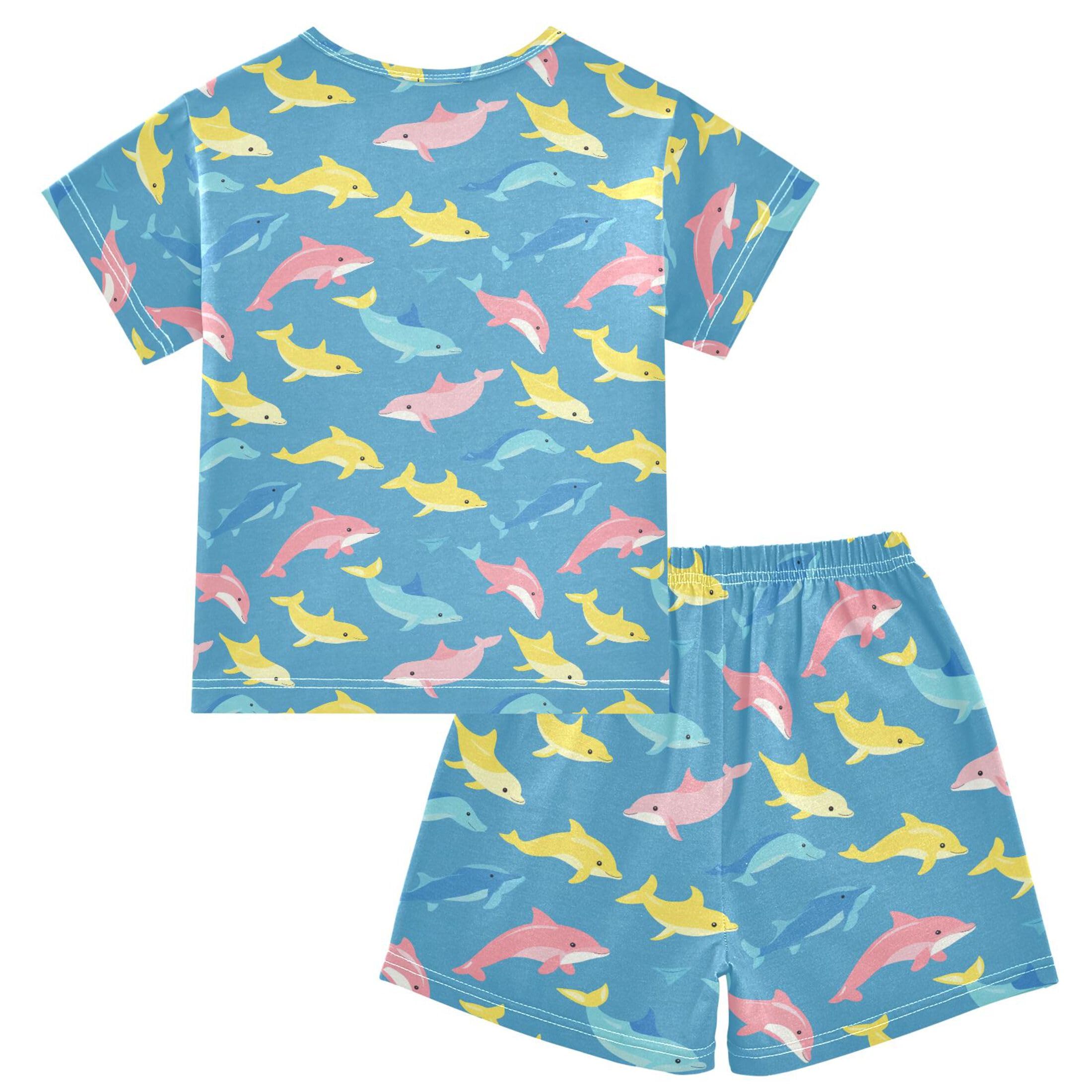 UMIRIKO Dolphins Animal Summer Short Sleeve Pajamas Sleepwear PJ Set B0403826