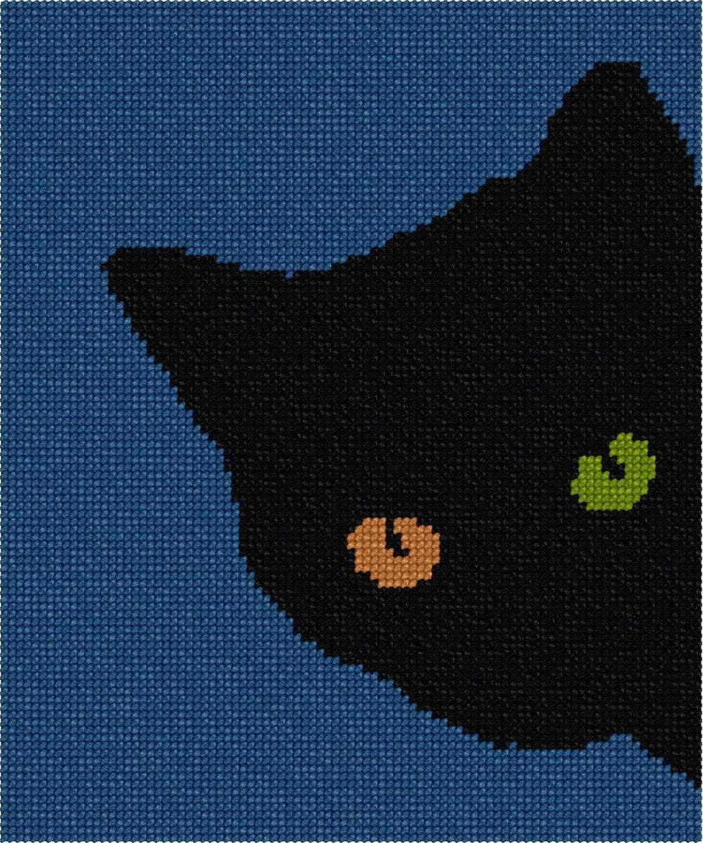 Pepita Needlepoint Canvas: Cat Different Color Eyes, 7 x 8