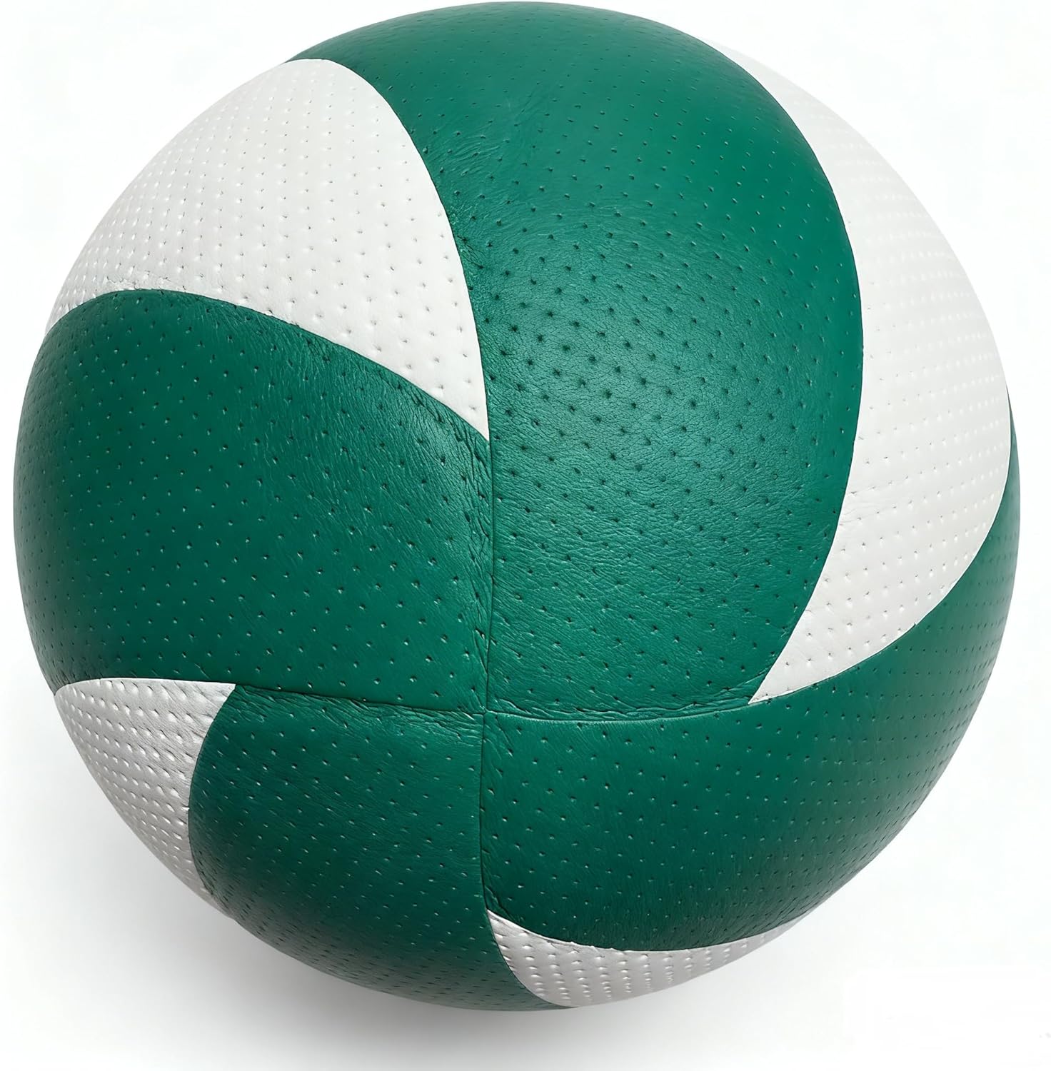 Green PU Leather Volleyball, Official Size & Weight Soft-Touch Training Ball with Cushioned Panels and Stable Flight for Indoor/Outdoor Practice for Adults & Youth
