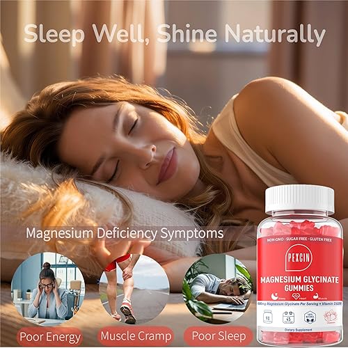Vista 4 de Gomitas de glicinato de magnesio para adultos y niños, suplemento de complejo de magnesio de alta absorción de 1000 mg, sin azúcar con potasio