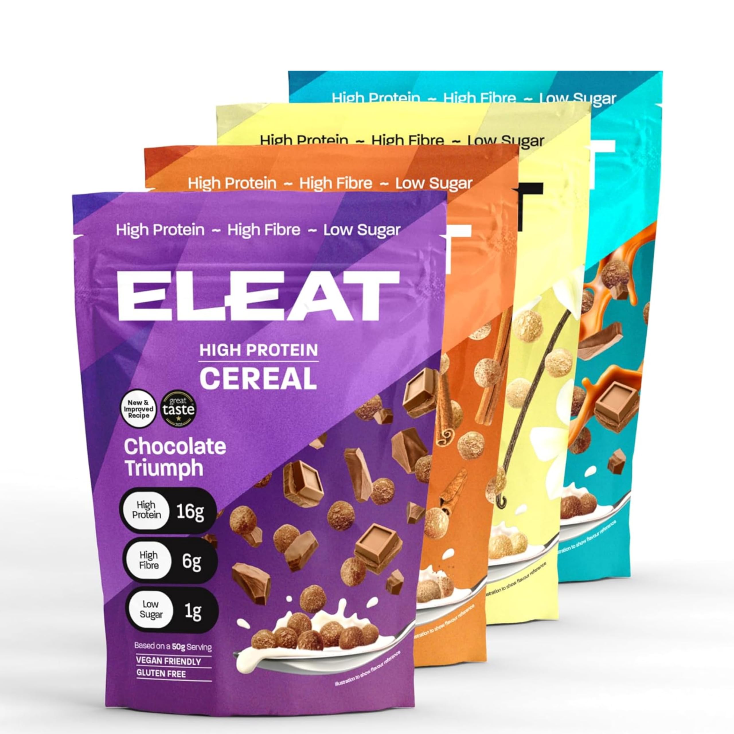 High Protein Low Sugar High Fibre Cereal | Muscle Recovery Healthy Gluten Free Vegan Breakfast | Complete Plant Protein | Low GI Carbs High Protein Cereals | Variety Pack 4 x 250g