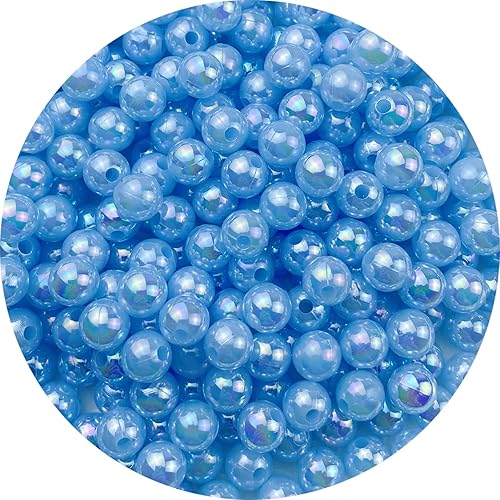 Cuentas de perlas, 300 cuentas de perlas para manualidades de 0.315 pulgadas (0.315 in), colores AB, perlas redondas sueltas con agujero para