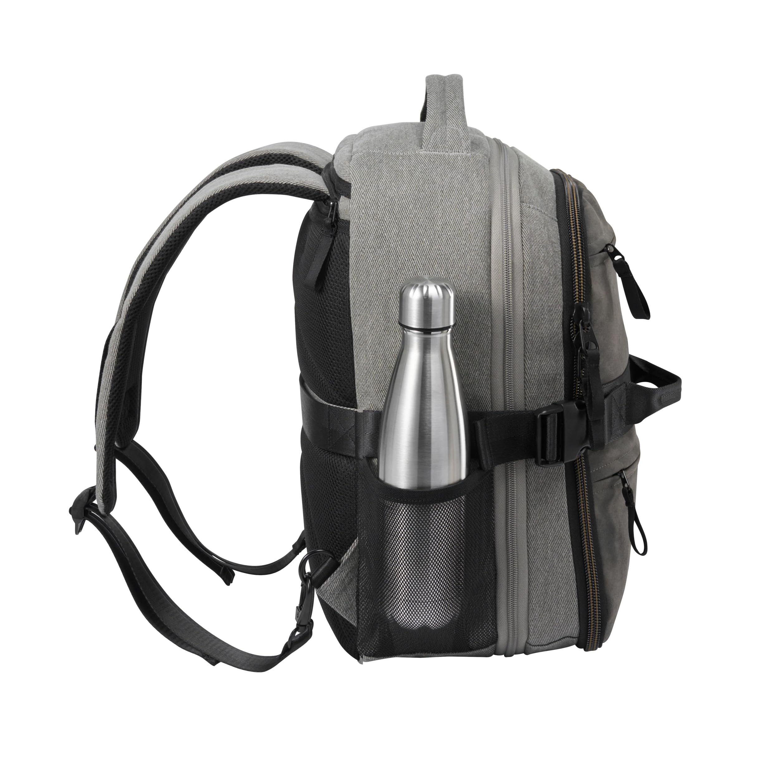 Cabin Max Evos Bolsa Viaje 40x30x20 Mochila Extensible de Mano híbrida con Ruedas (40 x 30 x 15 cm y 40 x 30 x 20 cm), Gris, 40x30x15, Equipaje de Mano Debajo del Asiento
