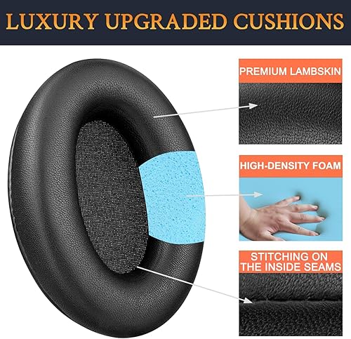 Miniatura 5 de SOULWIT Almohadillas de repuesto profesionales para auriculares Sony WH-1000XM3 (WH1000XM3), almohadillas con piel de cordero más suave, espuma de