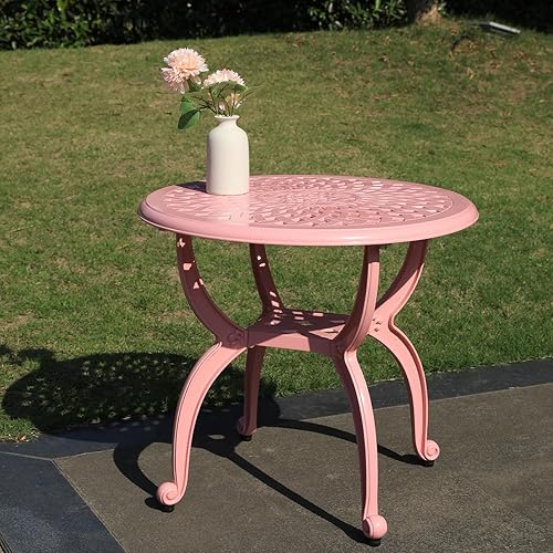 Miniatura 6 de Mesa auxiliar de aluminio fundido para exteriores, mesa de patio pequeña, mesas de centro al aire libre para patio, jardín, balcón, para todo tipo