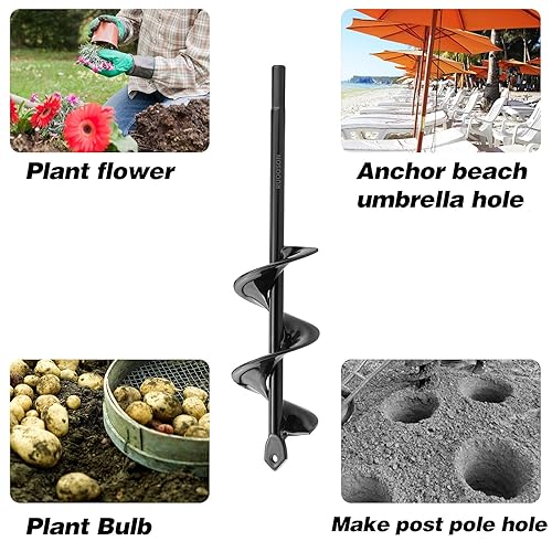 Miniatura 5 de Broca de taladro Ruooson de 2 pulgadas de profundidad x 9 pulgadas de largo, broca en espiral para plantar, broca en espiral para plantar, broca de
