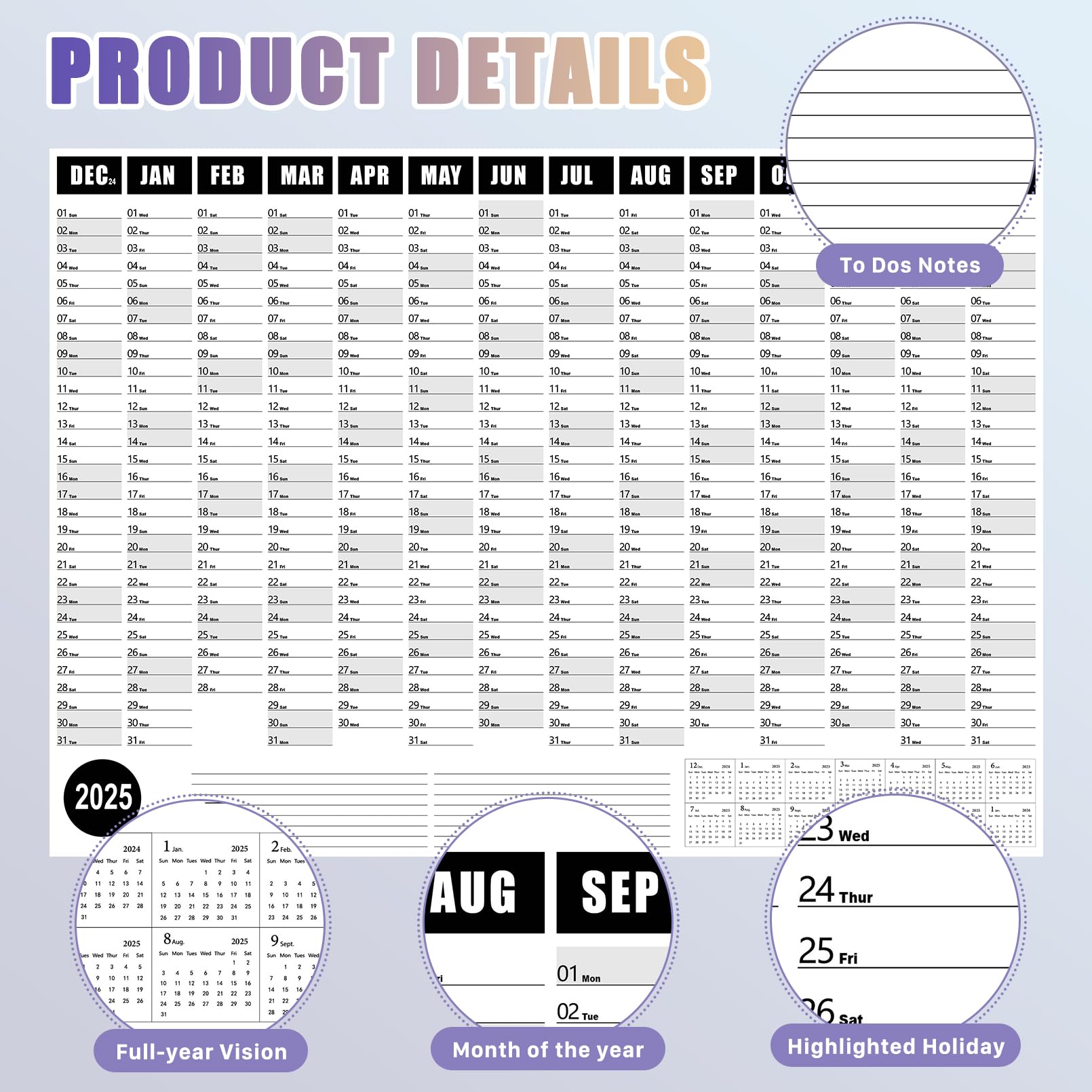 2025 Wall Calendars,2025 365 Day Poster Calendar, 2025 Yearly Planner Schedule Calendar for Home, Office, School Projects (RL-Black 2025) : Office Products - Amazon.com 2025-wall-calendars-2025-365-day-poster-calendar-2025-yearly-planner-schedule-calendar-for-home-office-school-projects-rl-black-2025-office-products-amazon-com