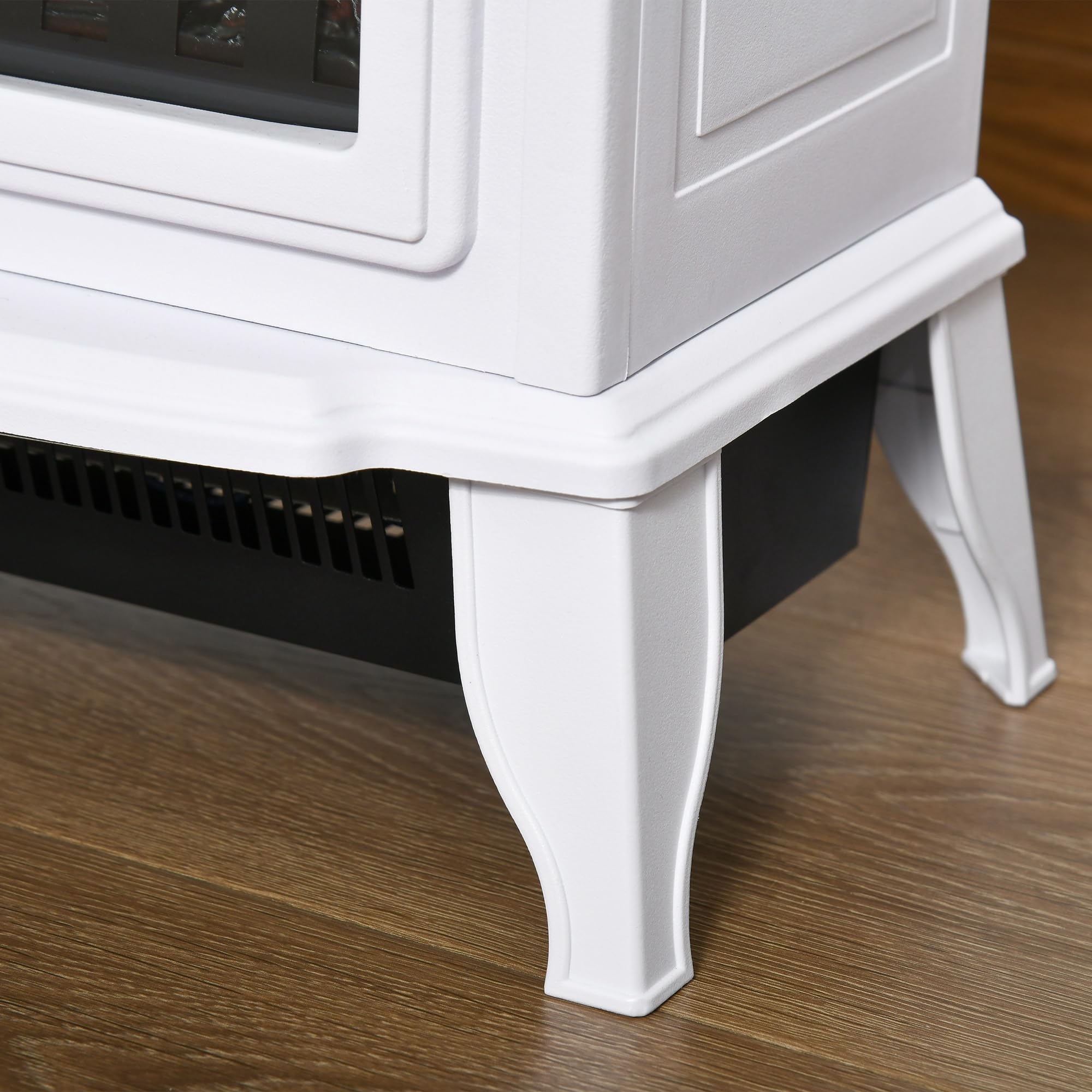 HOMCOM Chimenea Eléctrica de Pie 1000/2000W Chimenea Decorativa con Efecto de Llama Termostato Ajustable y Protección contra Sobrecalentamiento para Salas 20-25 m² 36,5x24x45,5 cm Blanco