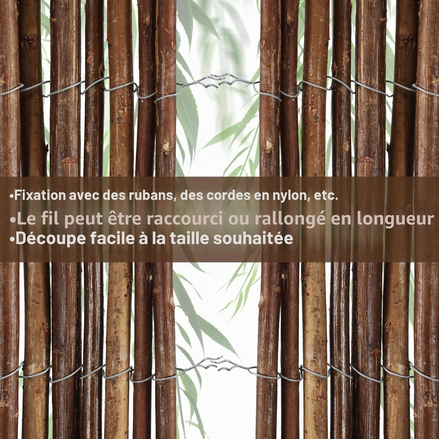 Tapis en osier 100 x 500 cm, diamètre 6-13 mm, brise-vue naturel pour jardin, balcon et terrasse, protection contre le vent et le soleil, clôture de balcon, montage flexible, marron