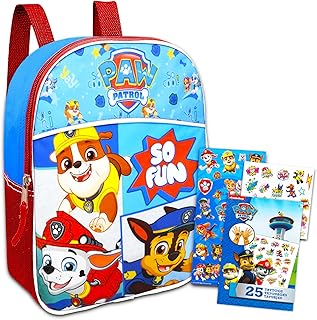 Paw Patrol Backpack for Boys Bundle ~ Premium 11" Paw Patrol Mini School Bag for Toddlers with Stickers and Tattoos (Paw Patrol School Supplies)
