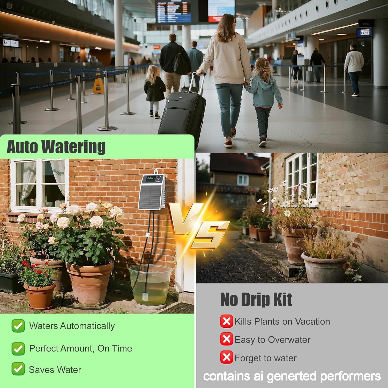 Sistema de riego por goteo automático solar, sistema de riego automático con temporizador, manguera de 10 m, kit de riego automático alimentado por energía solar para accesorios de invernadero para