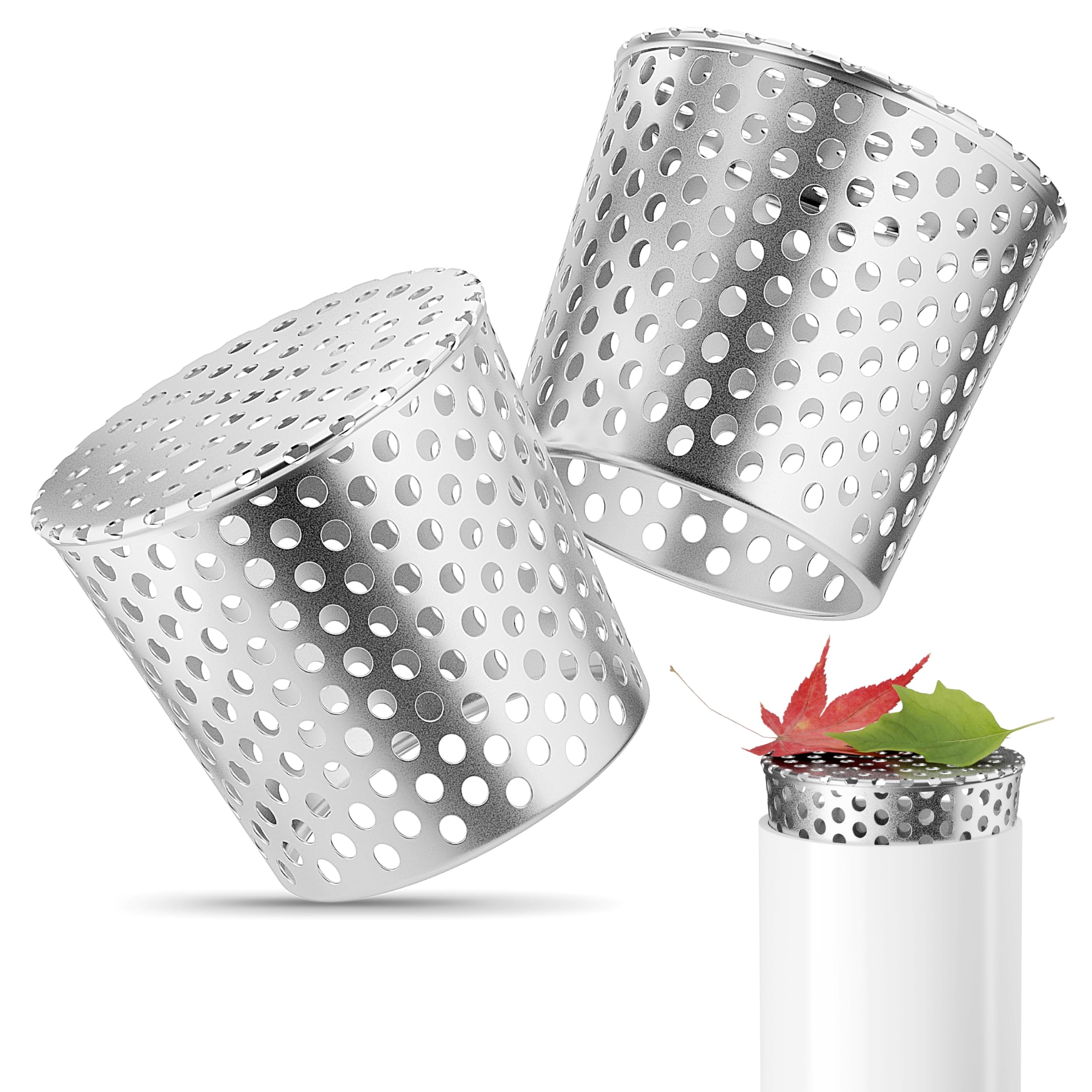 Downpipe Leaf Guard Mesh, 2 Pieces Drain Cover for 90mm Diameter Downspout
