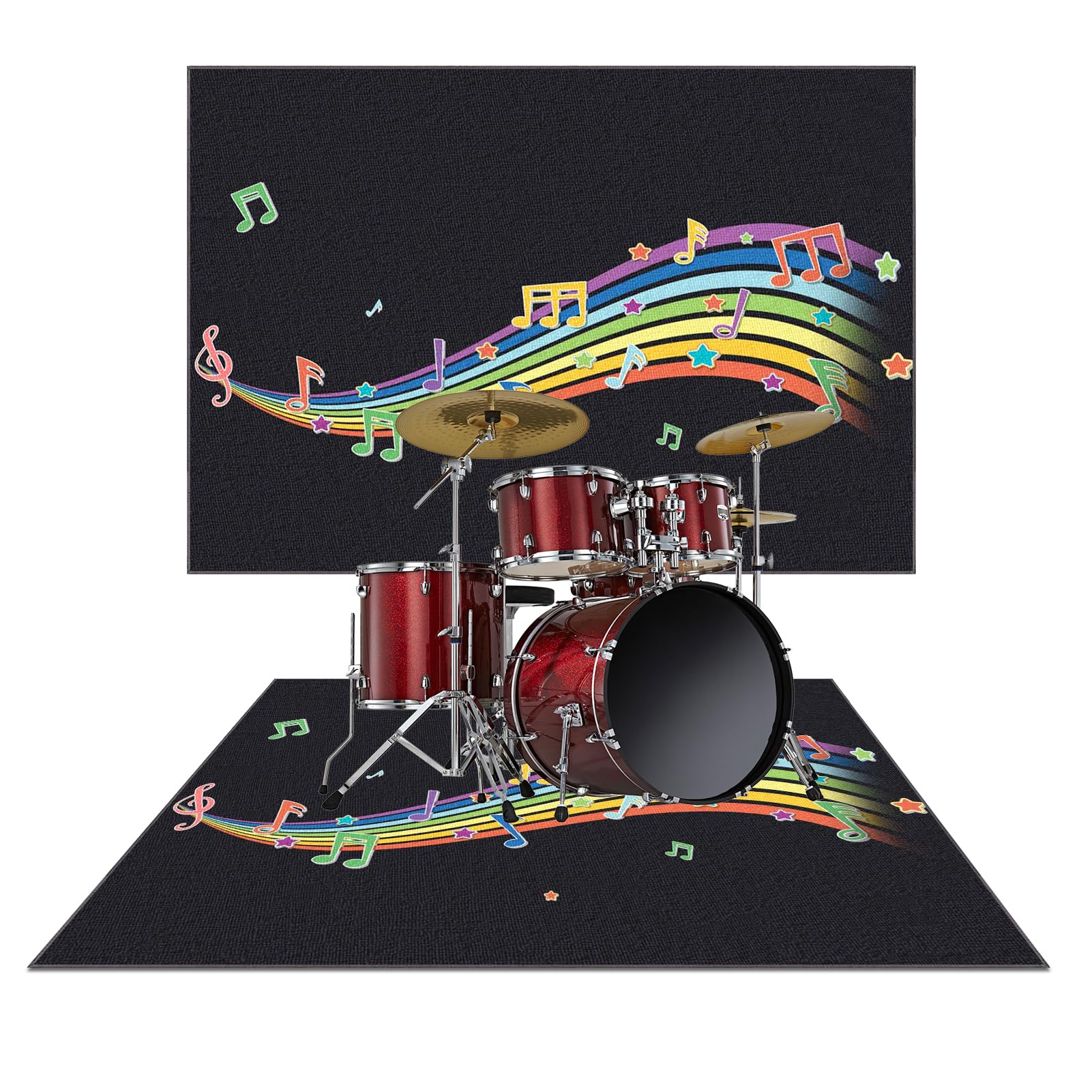 Zajenkub O-8435 Drum Mat Soundproof Rugs Large Musical Instrument Pads Non-Slip Drum Carpet Professional Rectangle Electronic Jazz Drum Kit For Bass Drum Snare, Piano And Other Musical Instrument Mat 160 X 120 Cm