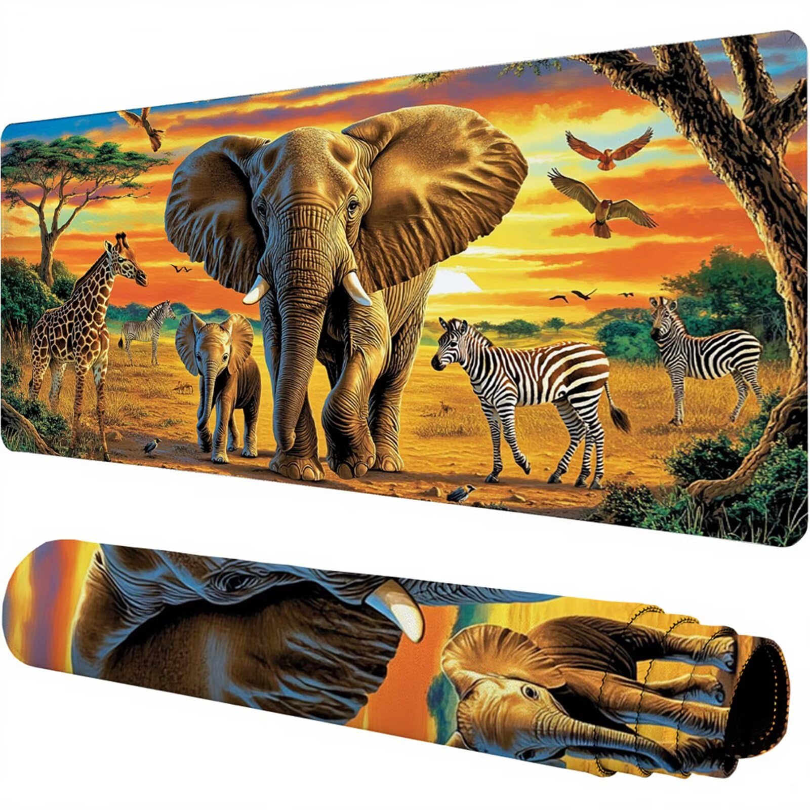 Żółta podkładka pod mysz XXL 1200 x 600 x 3 mm zwierzę pod rękę biurko akcesoria antypoślizgowa gumowa podstawa i zszyte krawędzie podkładka pod mysz dla graczy do dekoracji biura dekoracyjnego