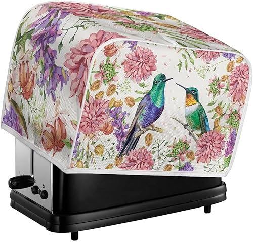 Miniatura 6 de Annejudy Funda para tostadora de flores de colibrí de 2 rebanadas, cubierta acolchada para tostadora de dos rebanadas, cubierta a prueba de polvo