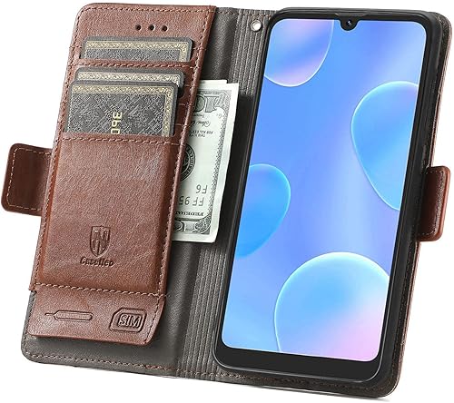 Miniatura 4 de Funda para Honor X7 Cover, Case for Honor Play 30+ Plus Funda de piel sintética con ranuras para tarjetas Funda con soporte abatible Marrón