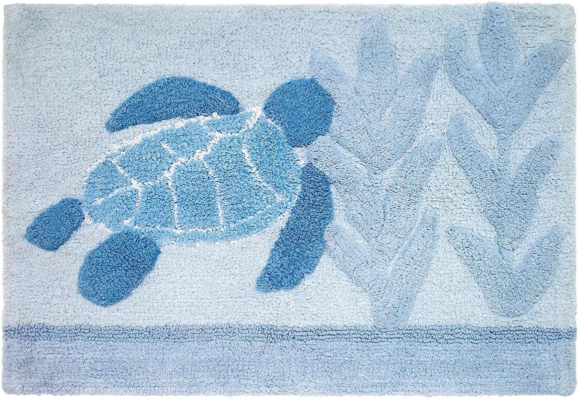 BLACK FOREST DECOR Mosaic Sea Turtle Bath Mat, 100% Cotton, 30" W x 20" L