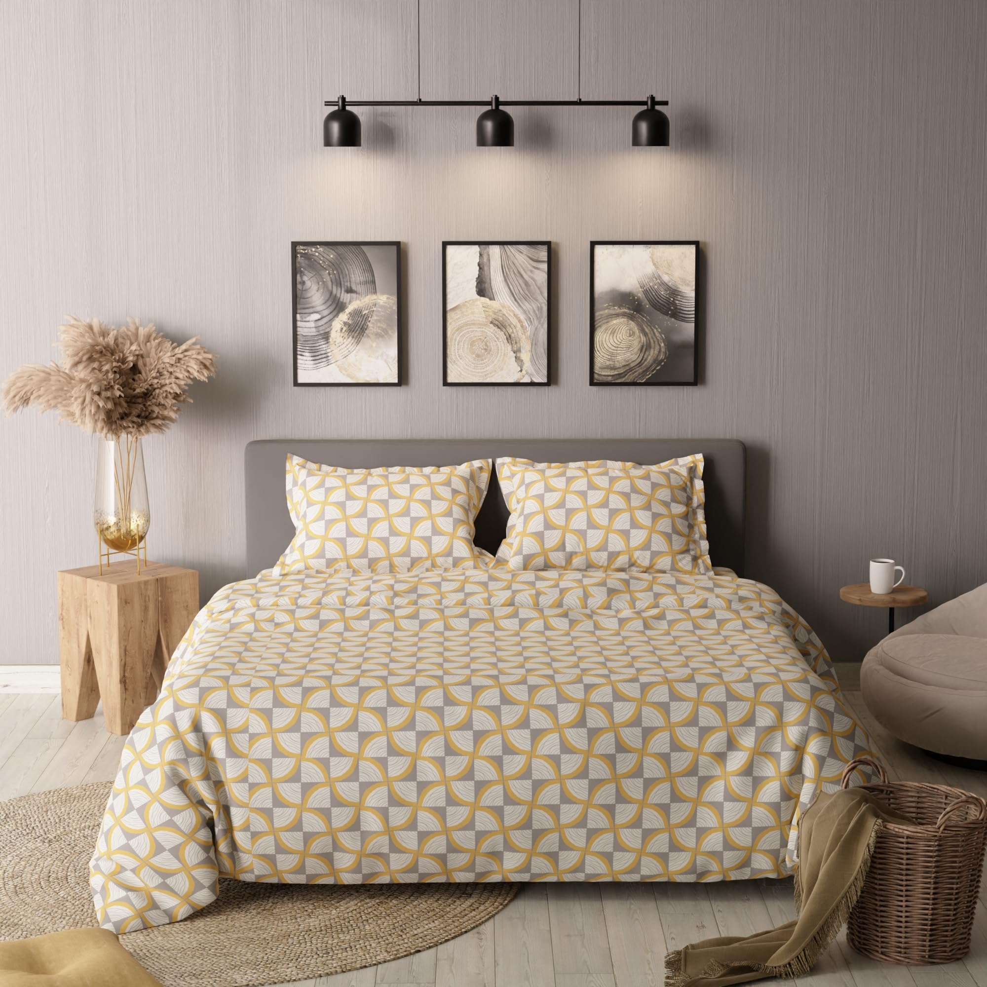 BLISSHOME Comforters for Double Bed, 200 GSM Soft Microfiber Rajai with Hypoallergenic Filling, All Season Home Decor, AC Duvets Quilts for Summer & Winter (Beige, 88x100) Grace Collection-image-49