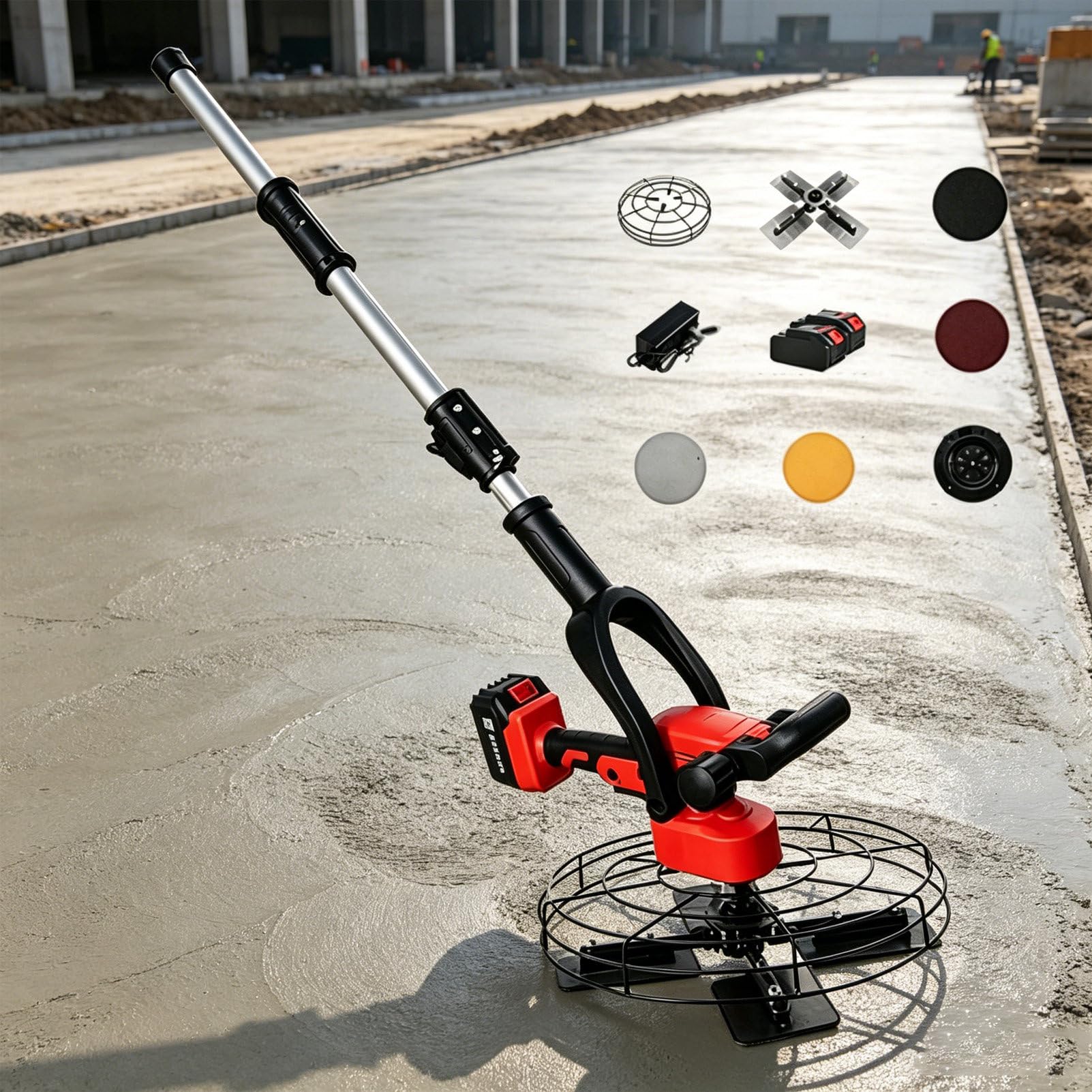 Pvxa Wall Smoothing Polishing Machine, Electric Concrete Trowel Machine, Lithium Battery Steering Wheel Type Troweling Machine, Dual Power Supply, for Pavement 20000mAh