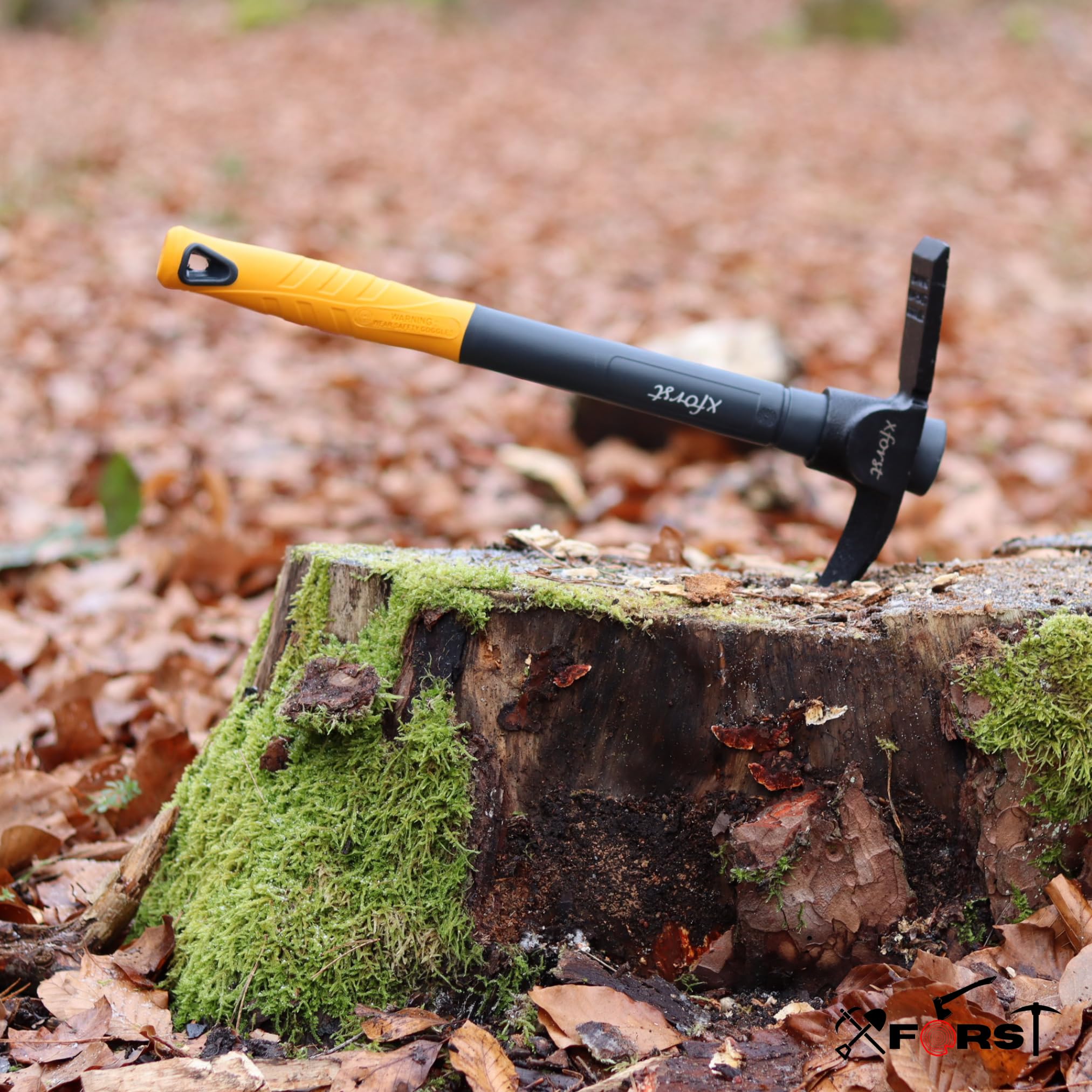 Xforst Piccone da Giardino 2 in 1 – Mini Piccone e Zappa 40 cm, Manico in Fibra di Vetro e Testa in Acciaio Trattato Termicamente – per Giardinaggio, Campeggio e Metal Detector – X-PF6