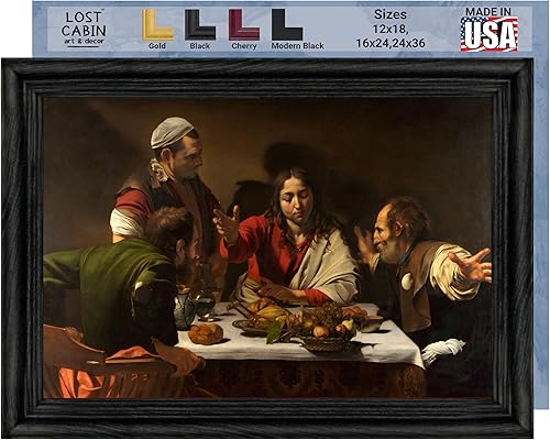 Caravaggio - Lienzo en marco plano negro Reproducción de pinturas de obras de arte finas Póster decorativo enmarcado para pared Imagen 24 x 32