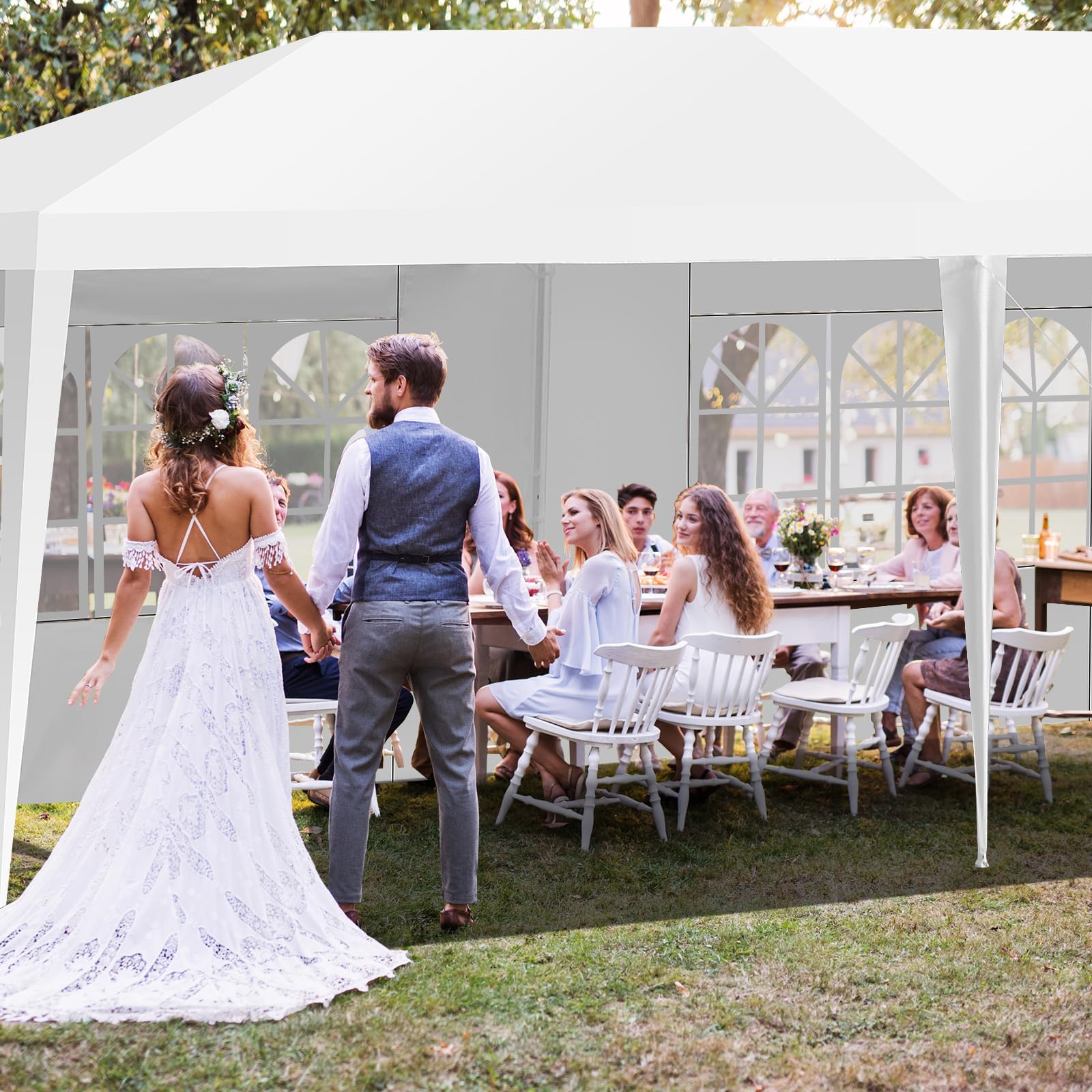 COSTWAY Carpa 3 x 9 Metros Pabellón de Jardín Carpa de Cerveza para Fiesta Boda Camping
