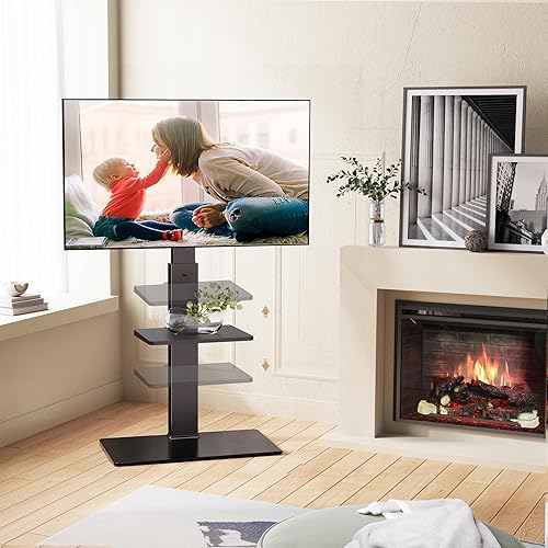 Miniatura 9 de FITUEYES Soporte giratorio para TV de piso con soporte para televisores de 37, 43, 50, 55, 60, 65, 70, 75 pulgadas, pantalla LCD LED planacurva,