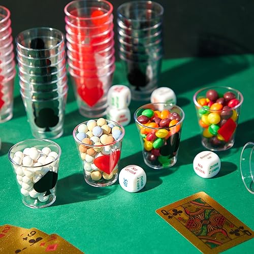 Miniatura 6 de Zubebe Vasos de casino de plástico para póquer, mini vasos de chupito de plástico de 2 onzas para Las Vegas, divertidos regalos de decoración de