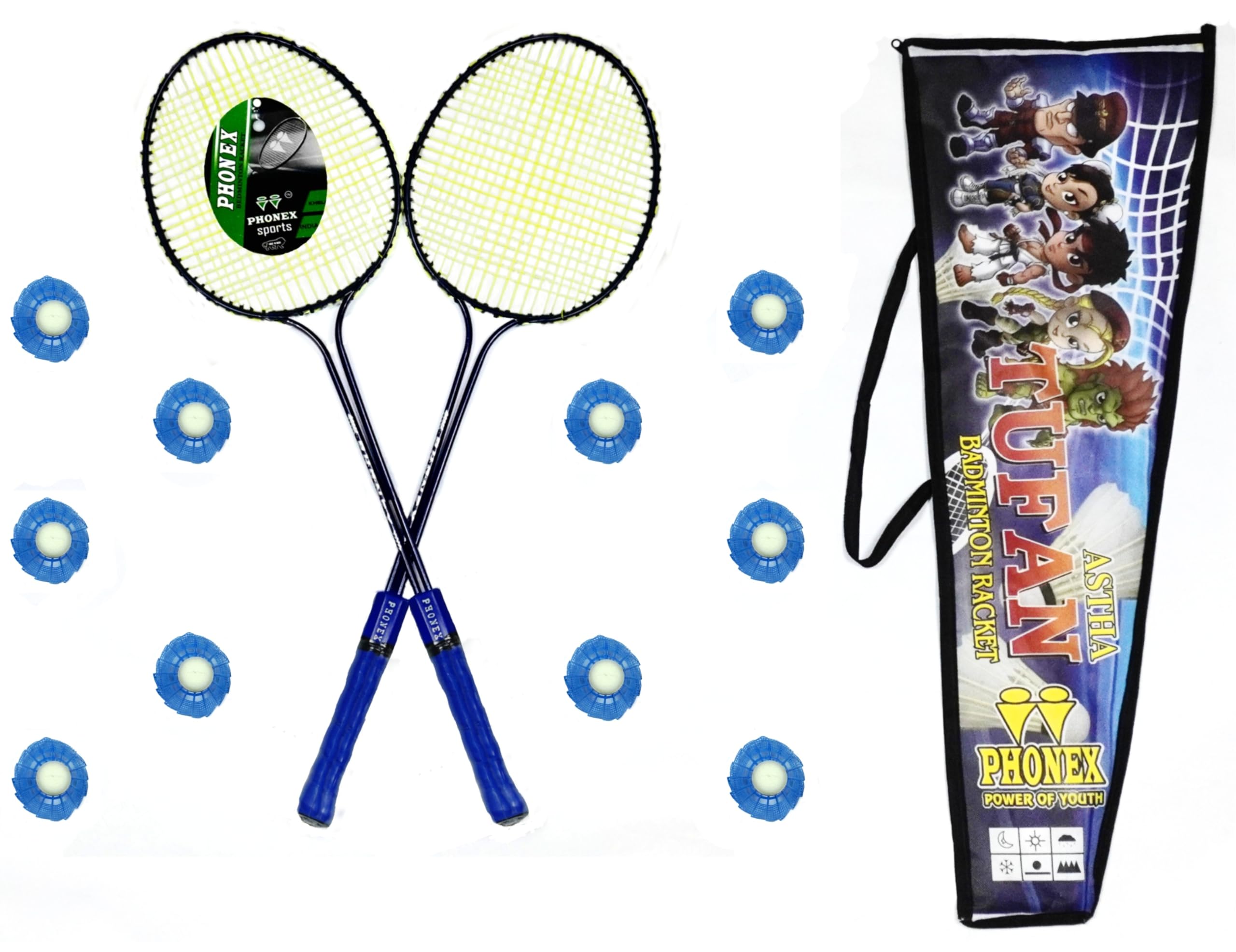 Tufan | Racquet for Playing Badminton and Tennis Suitable for ametures and Professionals with 10 shuttlecocks | Complete Badminton kit (Blue) (B0D9YTR1XX) Amazon Price History, Amazon Price Tracker