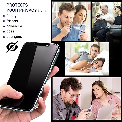 Miniatura 2 de ESENCIAL Paquete de 2 protectores de pantalla de privacidad para iPhone 14 Plus película de vidrio templado privada antiespía compatible con fundas