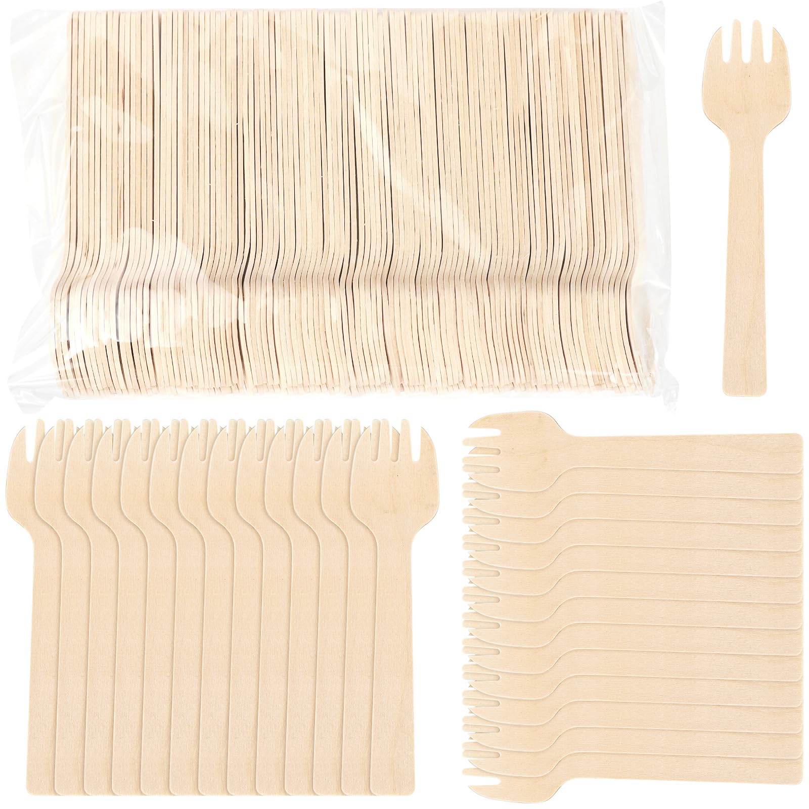 1000 Stück Holzgabeln Einweg Set, 10 cm Holz Einwegbesteck, Holzgabeln Einweg Biologisch Abbaubar Kompostierbar für Party Geburtstag Camping Picknick