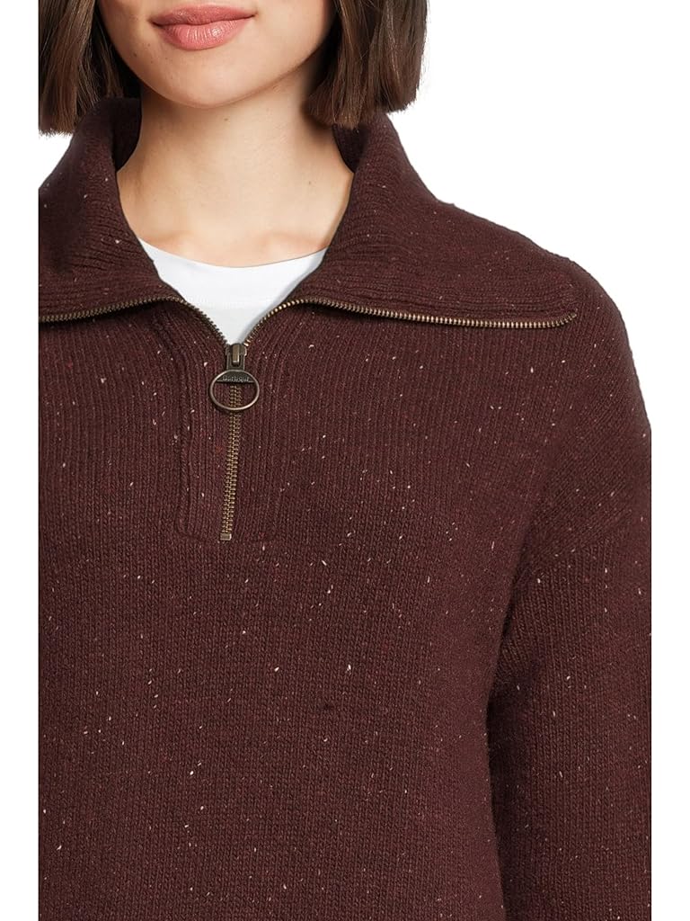 Burgundy Barbour Barbour Lavensdale 1/2 Zip Knitted Jumper