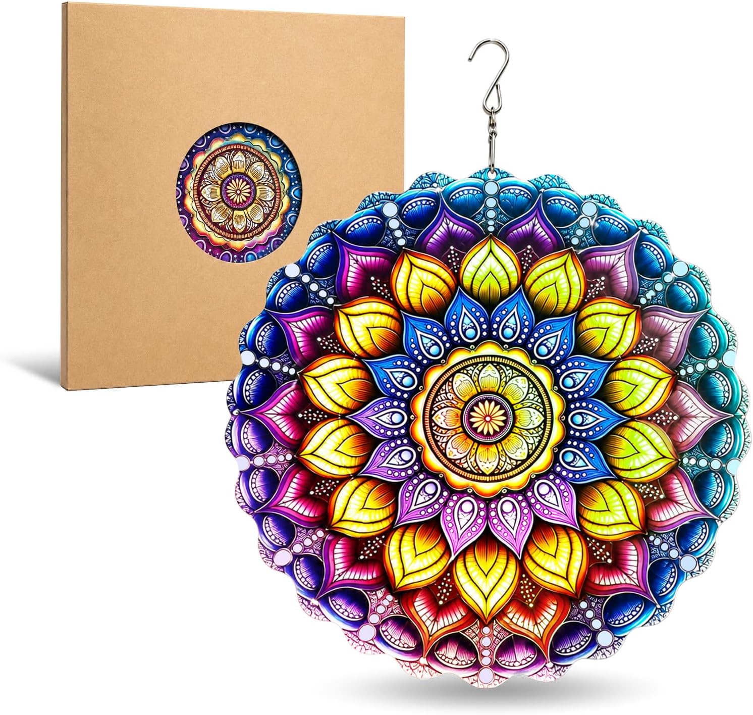 3D Mandala Wind Spinner, 12 Inch Stainless Steel Garden Decor Spinner