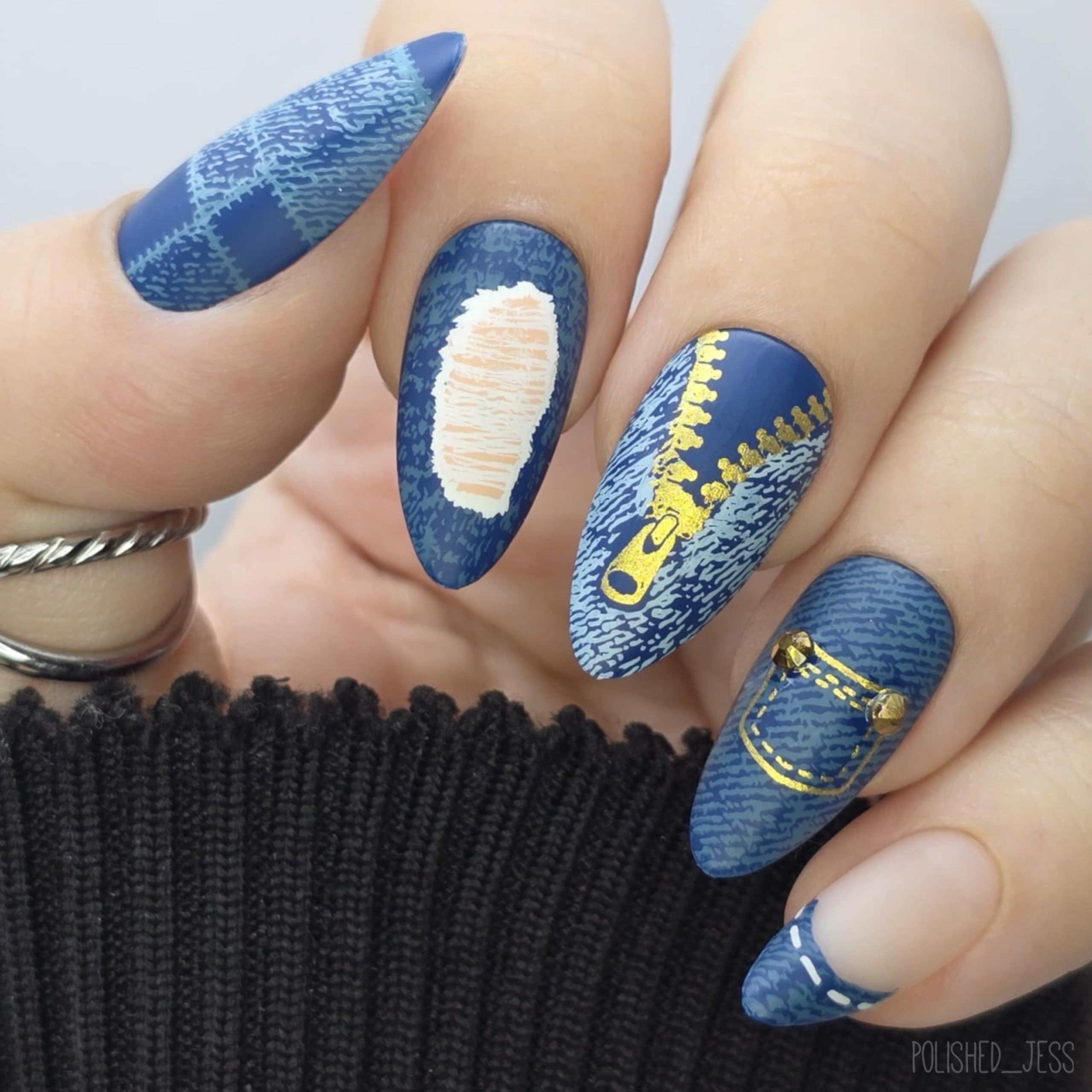 Amazon.com: Maniology Cute Jeans Nail Stamping Plate | Denim 