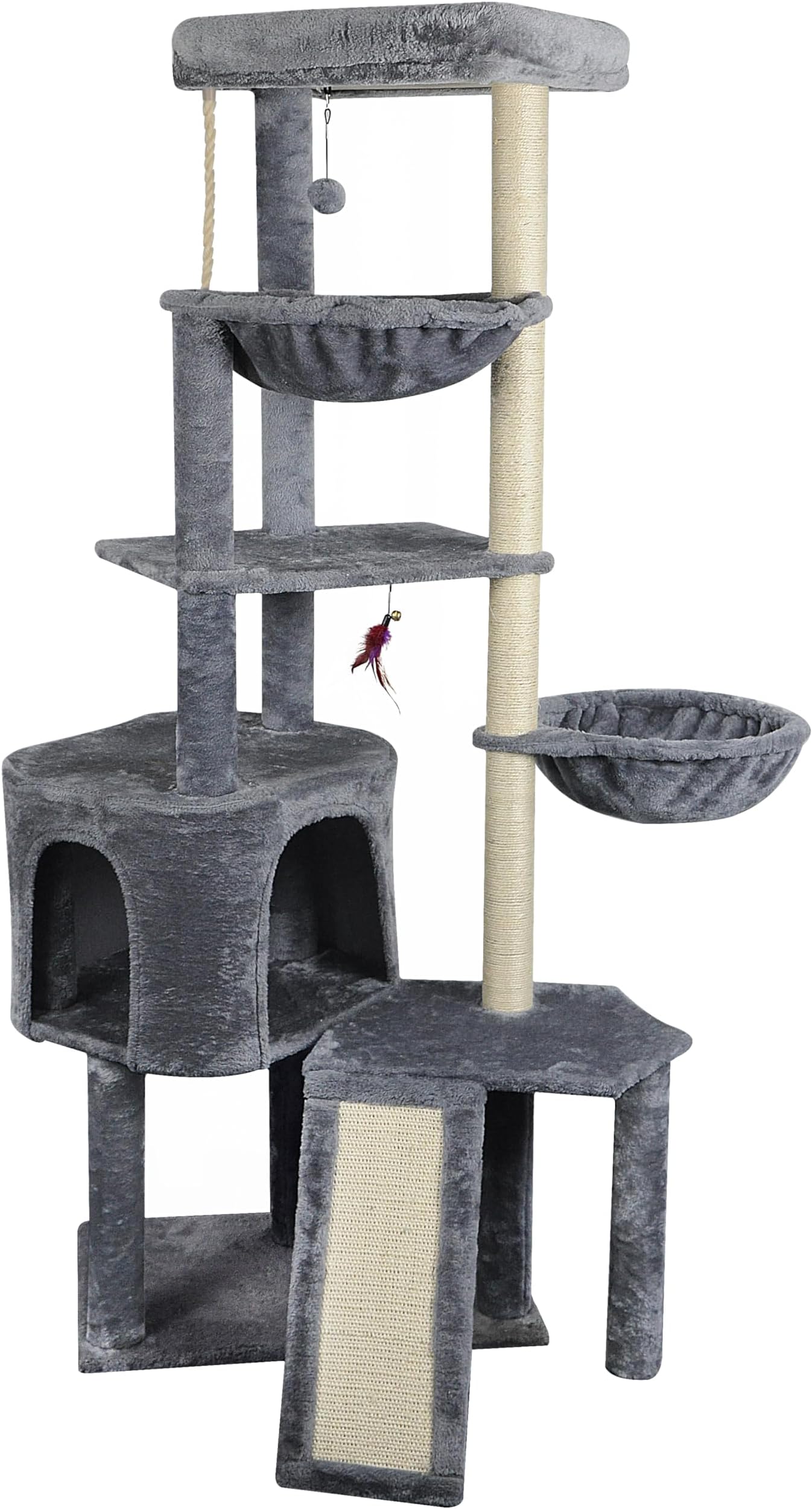 WANG XIN Four Layer Big Cat Tree with Huge Cat Condo and Two Hammocks ScratchPad
