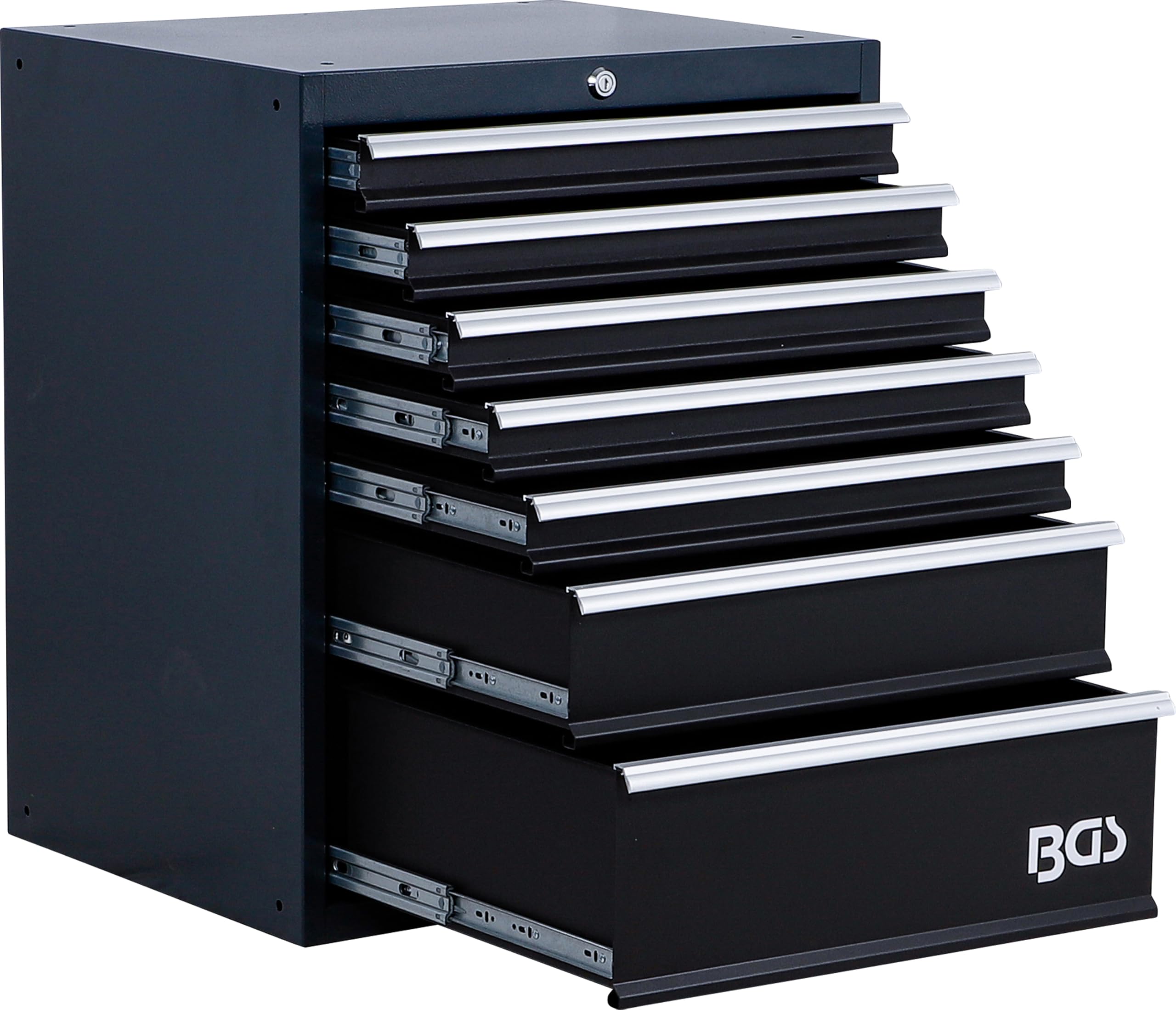 BGS 80200 | Schubladen-Unterschrank | 7 Schubladen | leer | Stahlblech | Schubladenauszug 100 % | Schubladenbreite 590 mm | Selbsteinzug | Zentralschloss | pulverbeschichtet