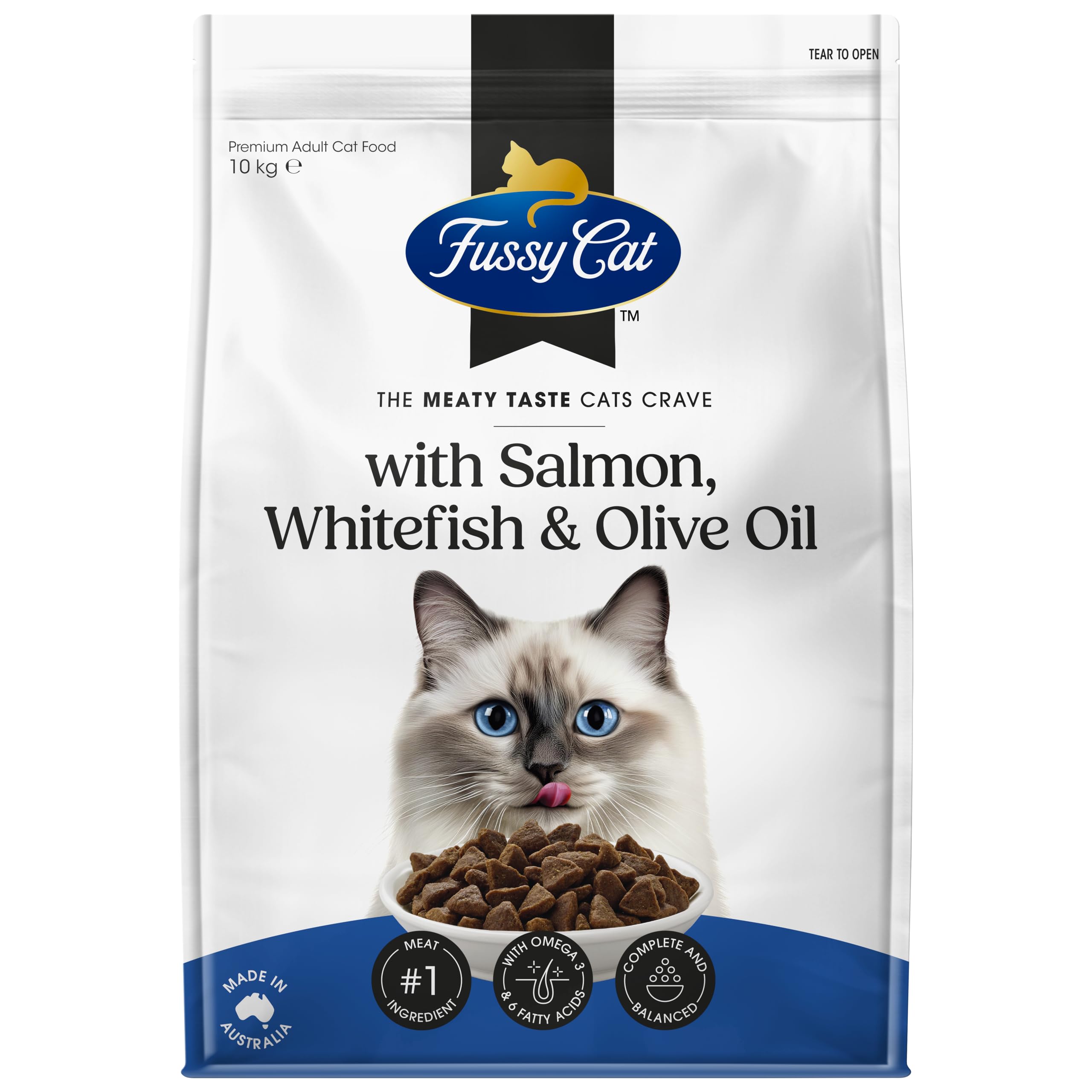 Fussy Cat Grain Free Adult Dry Cat Food, Salmon, Whitefish and Olive Oil 10Kg