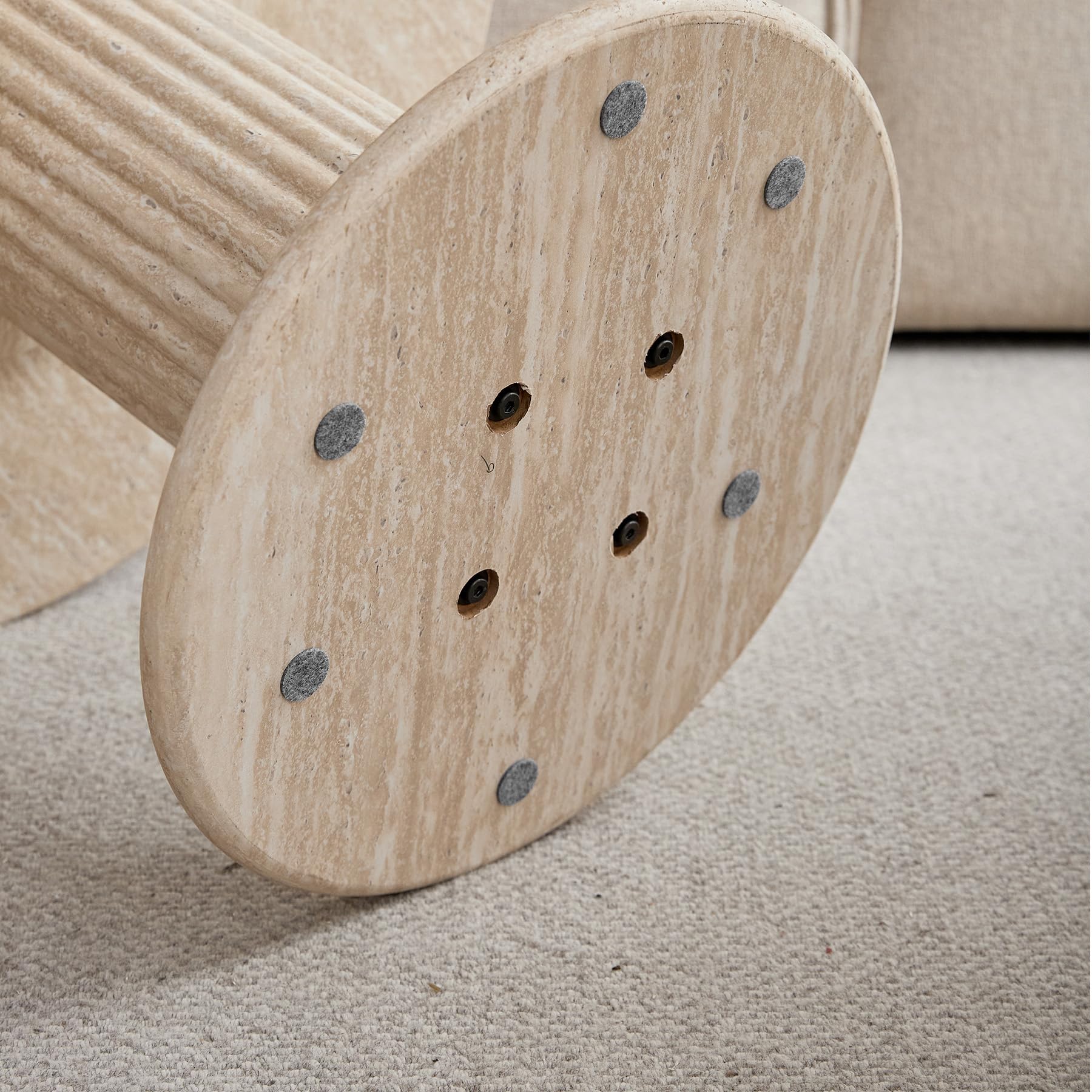 Set di 2 Tavolini da Caffè Moderni Impilabili, Tavolini Rotondi con Base Cilindrica in MDF, Compatti e Salvaspazio per l'Angolo del Soggiorno o della Camera da Letto (Giallo chiaro)