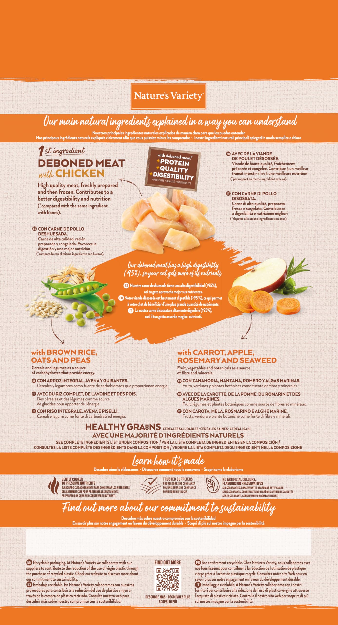 Nature's Variety Healthy Grains Croquettes pour Chats Adultes - Poulet - 1,25kg