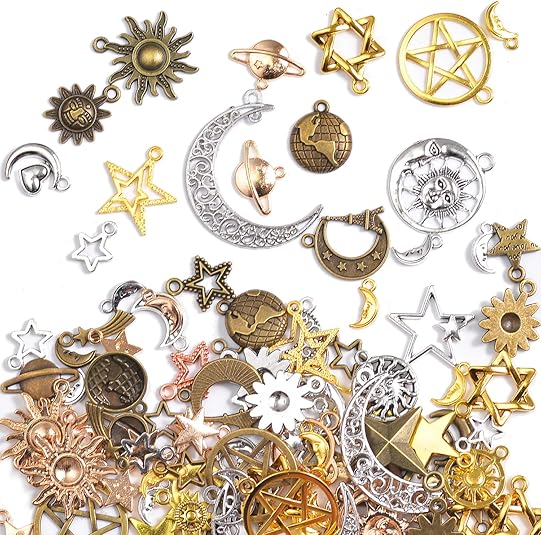 stino 100 Gram Metal Charms for Jewelry Making, Silver & Gold Plated, Bulk Pack for Bracelets, Necklaces, Crafts