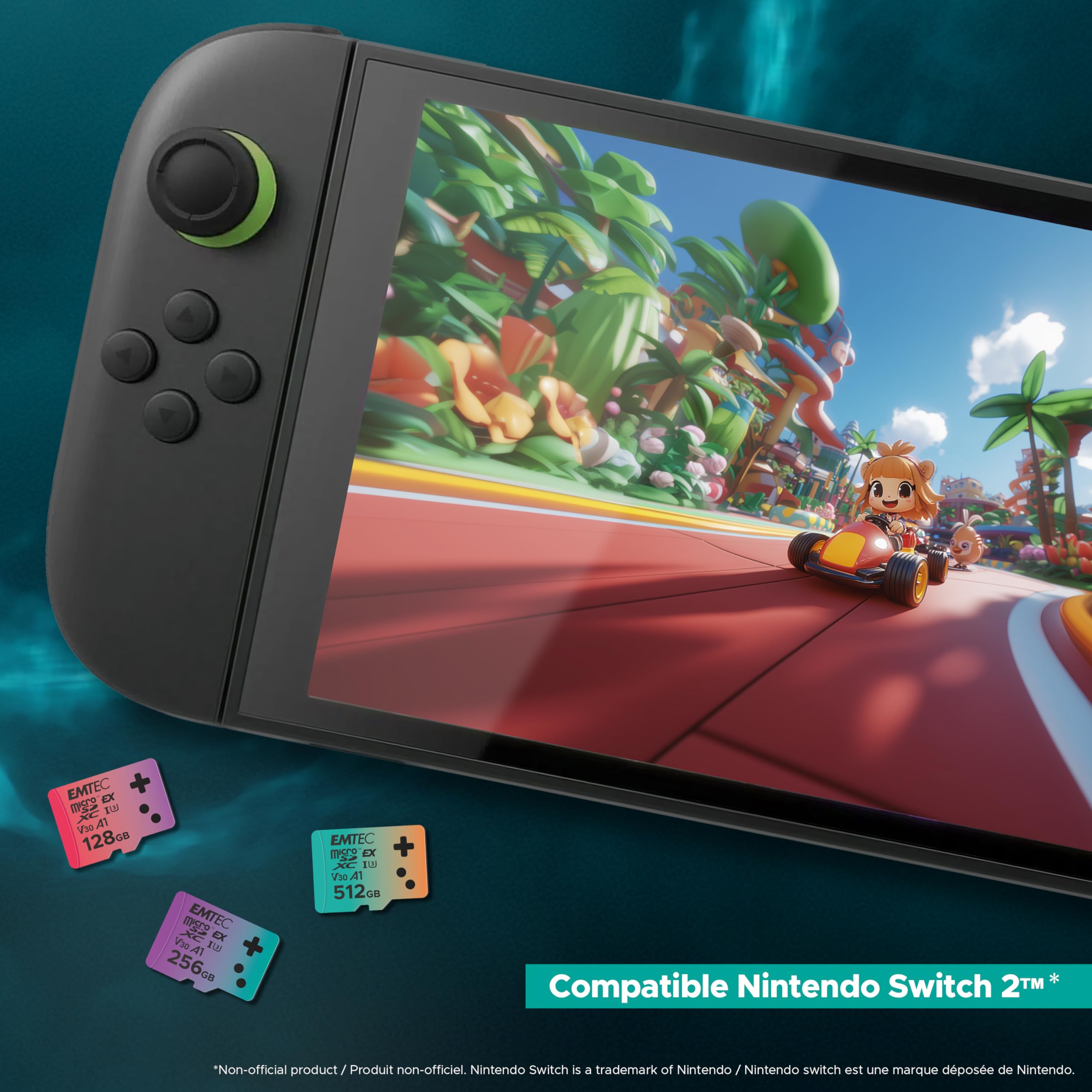 EMTEC, Karta MicroSDXC 256 GB UHS-I U3 V30 A1 Express Gaming, kompatybilna z Nintendo Switch 2, duża prędkość do 880 Mb/s, rozszerzona pamięć masowa, idealna do gier i aplikacji, niezawodna i trwała
