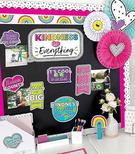 Miniatura 2 de Carson Dellosa Kind Vibes - Bordes coloridos para tablón de anuncios, 36 pies de bordes festoneados de arcoíris para tablón de anuncios, pizarra