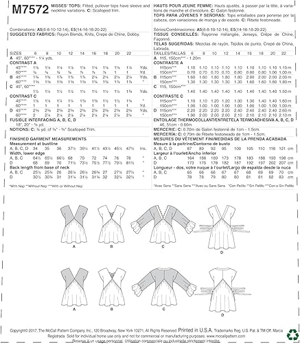 Miniatura 4 de McCall Patterns Misses - Camisetas con cuello en V, manga y corbata, 6.7 x 0.2 x 0.0 in