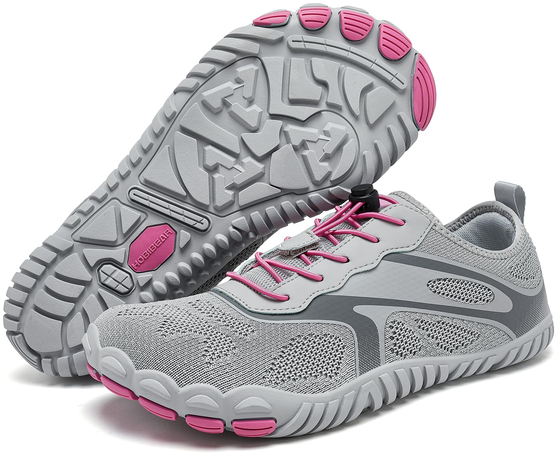 HOBIBEAR Barefoot Shoes for Women Men Wide Toe Box Zero Drop Cross-Training Minimalist Unisex Light Gray